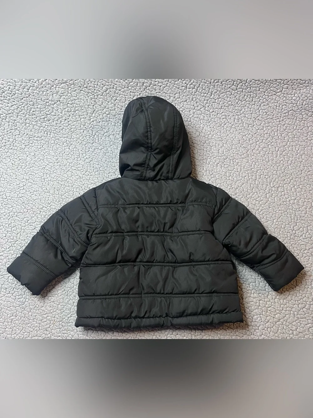 Healthtex Baby Hooded Puffer Jacket Fleece Lined Full Zip 18-24M Black Red